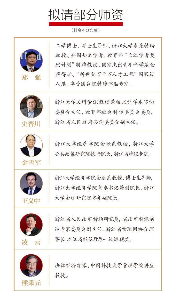 浙江大学现代企业家高级研修班师资简介